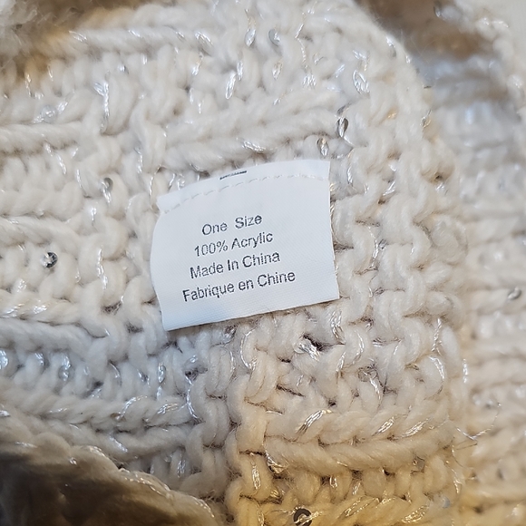Marmot White Knit Beanie with Sequins - Picture 6 of 11